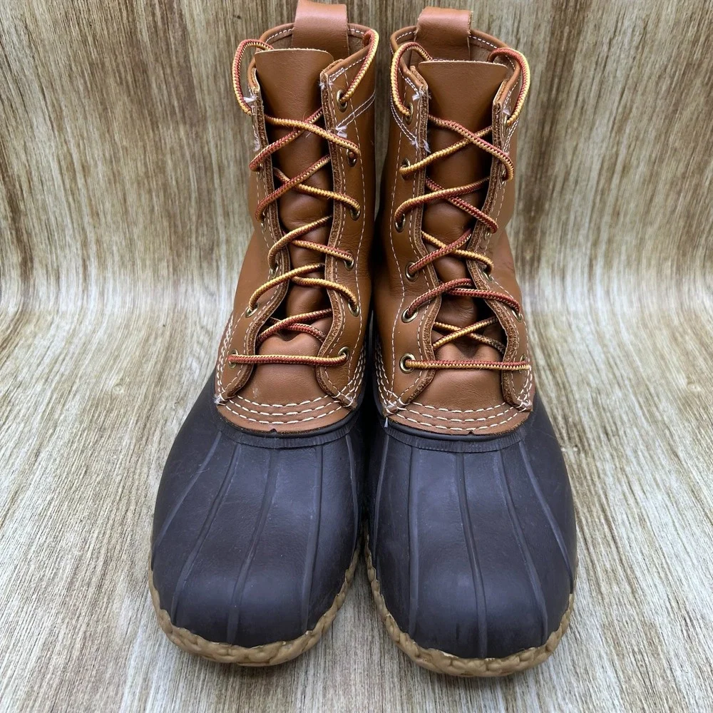 LL Bean Bean Boots Women's Size 8 Leather Rubber Ankle Lace Up Duck Boots